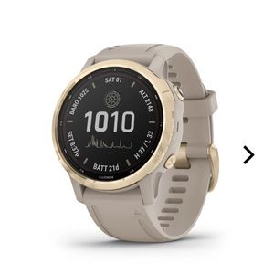 Garmin fēnix® 6S - Pro Solar Edition Light Gold with Light Sand Band 42 mm Case.